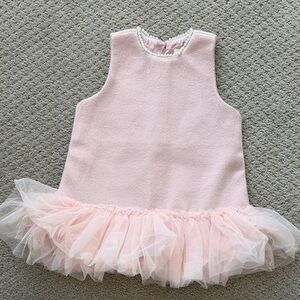 Pink Elegant winter Sleeveless Dress with pearl design